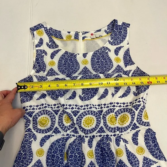 BODEN LIZZIE COTTON PREPPY PAISLEY BLUE & YELLOW SLEEVELESS MIDI DRESS SIZE 2 - Picture 13 of 15